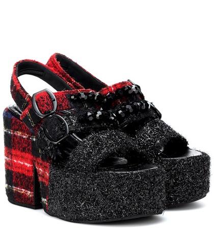 Simone Rocha Embellished Tartan Plateau Sandals