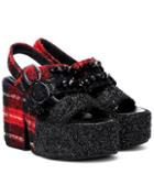 Simone Rocha Embellished Tartan Plateau Sandals