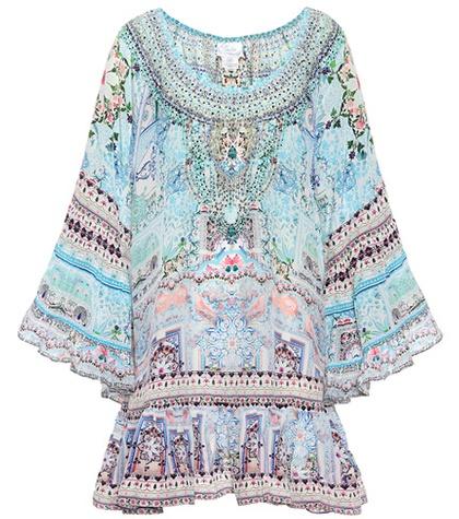 Camilla Embellished Printed Silk Minidress