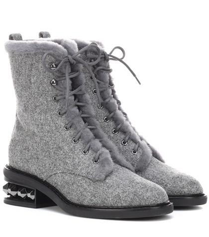 Saint Laurent Suzi Shearling-lined Ankle Boots