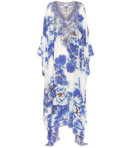 Mcq Alexander Mcqueen Guardian Of Secrets Embellished Floral-printed Silk Kaftan