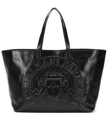 Balmain Logo-embossed Leather Shopper