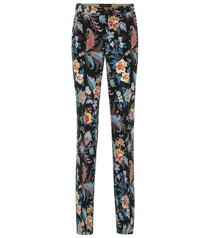 Etro Printed Silk-crêpe Straight Pants
