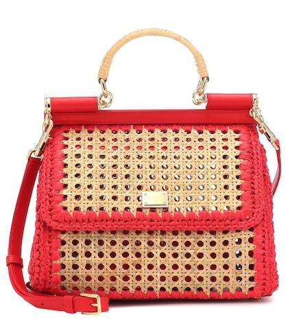 Dolce & Gabbana Medium Sicily Wicker Shoulder Bag