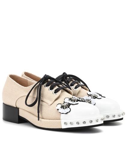 Victoria Beckham Leather-trimmed Canvas Derby Shoes