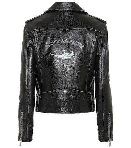 Saint Laurent Bird Printed Leather Jacket