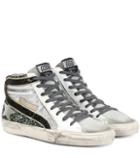 Golden Goose Deluxe Brand Slide Glitter And Leather Sneakers