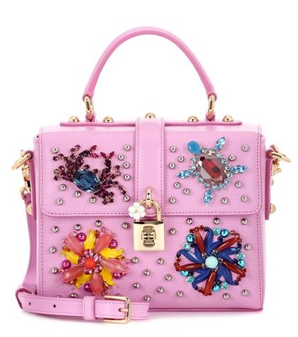Dolce & Gabbana Dolce Soft Embellished Leather Shoulder Bag