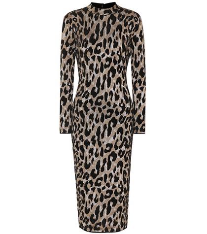 Versace Leopard-printed Midi Dress