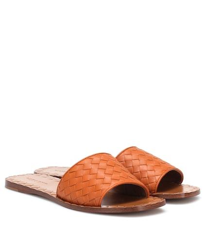 Maison Michel Ravello Intrecciato Leather Slides
