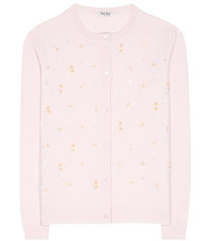 Miu Miu Embellished Virgin Wool Cardigan