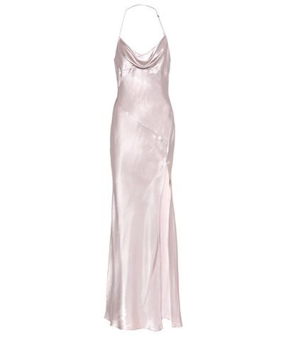 Attico Leticia Satin Halter Gown