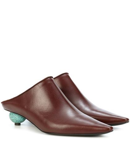 Loewe Egg Heel Leather Mules
