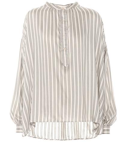 Stuart Weitzman Ilda Striped Silk-blend Blouse