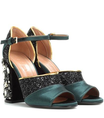 Balenciaga Glitter And Satin Sandals