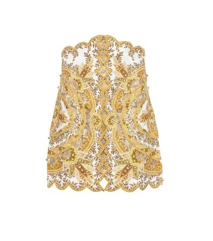 Zimmermann Zippy Paisley Linen Miniskirt