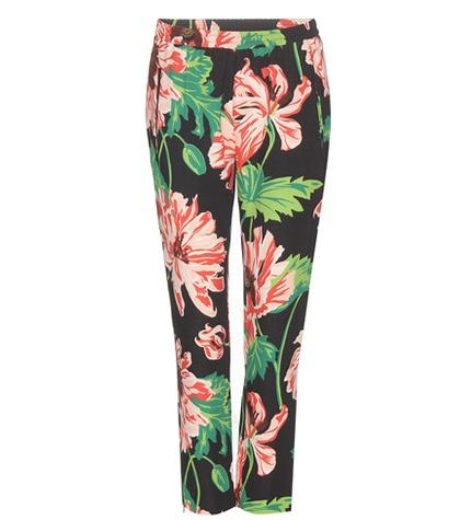 Stella Mccartney Floral Printed Cropped Crêpe Trousers