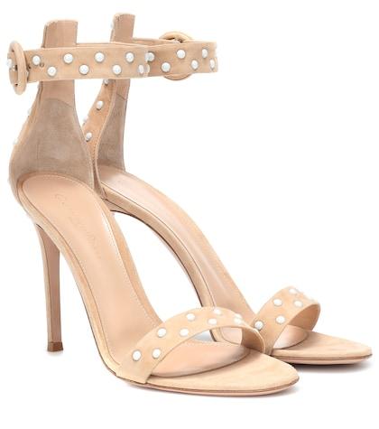 Gianvito Rossi Reine Embellished Suede Sandals