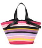 Gucci Striped Leather-trimmed Tote