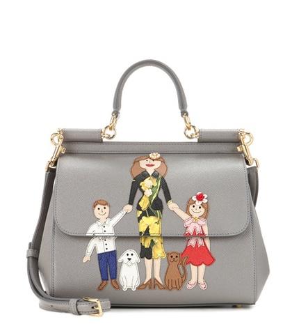 Dolce & Gabbana Sicily Medium Leather Shoulder Bag With Leather Appliqué