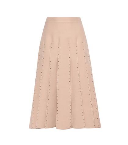 Valentino Embellished Wool And Silk Skirt