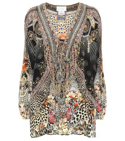 Camilla Embellished Printed Silk Blouse