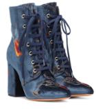 Etro Embroidered Velvet Ankle Boots