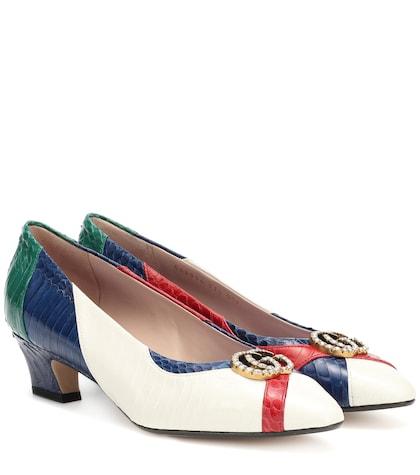 Gucci Embellished Snakeskin Pumps