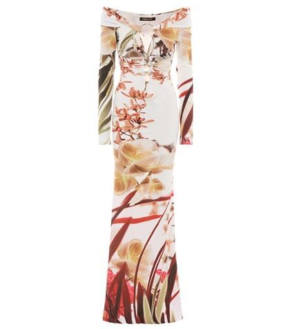 Roberto Cavalli Off-the-shoulder Printed Dress