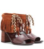 Balenciaga Fringed Leather And Suede Sandals