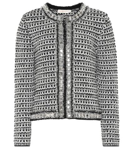 Tory Burch Embellished Tweed Cardigan
