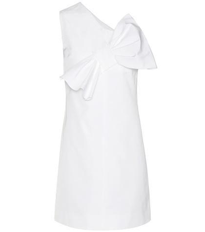 Victoria Victoria Beckham Twist Bow Cotton-blend One-shoulder Dress