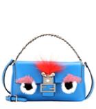 Fendi Micro Baguette Fur-trimmed Leather Shoulder Bag