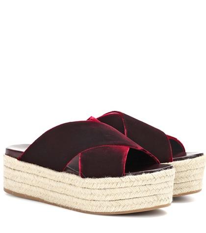 Saint Laurent Velvet Platform Espadrille Sandals