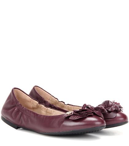 Tory Burch Blossom Leather Ballerinas