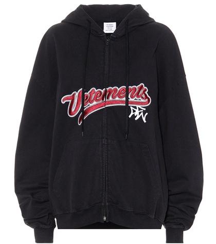 Vetements Embroidered Cotton Jersey Hoodie