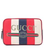 Fendi Striped Linen Pouch