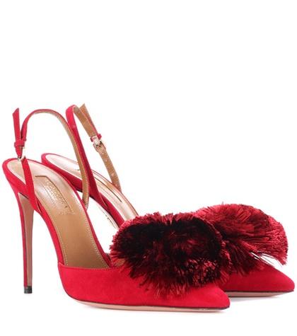 Aquazzura Powder Puff 105 Suede Slingback Pumps
