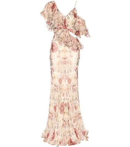 Alexander Mcqueen Ruffled Floral-printed Silk Dress
