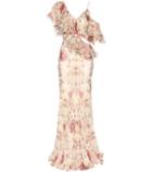 Alexander Mcqueen Ruffled Floral-printed Silk Dress