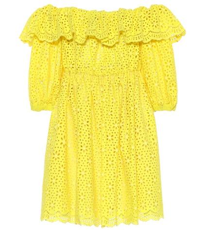 Msgm Off-the-shoulder Cotton Dress