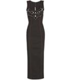 Balenciaga Embellished Cotton Twill Midi Dress