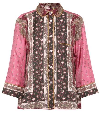 For Restless Sleepers Printed Silk-satin Shirt