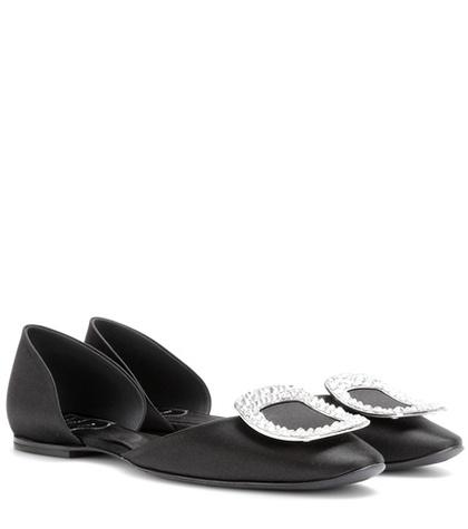 Paige Crystal-embellished Satin Ballerinas