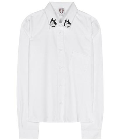 Shrimps Wonky Appliqué Cotton Shirt