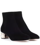 Melissa Odabash Embellished Velvet Ankle Boots