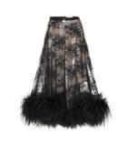 Christopher Kane Feather-trimmed Lace Skirt