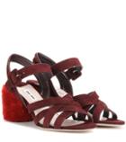 Miu Miu Suede Sandals With Shearling-covered Heel