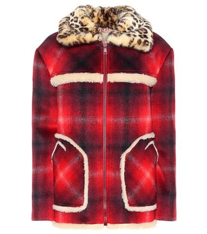 N21 Faux Fur-trimmed Wool-blend Coat