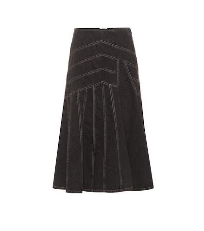 Miu Miu Cotton Denim Midi Skirt